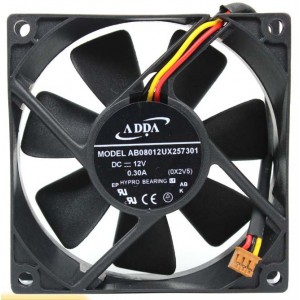 ADDA AB08012UX257301 12V 0.3A  3wires Cooling Fan