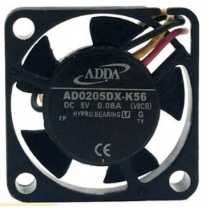 ADDA AD0205DX-K56 5V 0.08A  3wires Cooling Fan