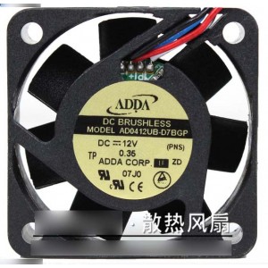 ADDA AD0412UB-D7BGP 12V 0.35A  4wires Cooling Fan