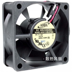ADDA AD0612UB-A72GL 12V 0.27A 3wires Cooling Fan 