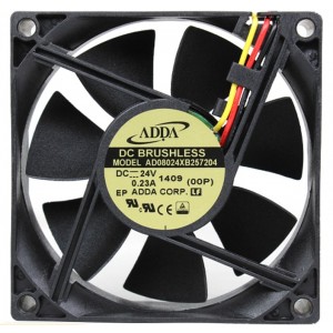 ADDA AD08024XB257204 24V 0.23A  3wires Cooling Fan