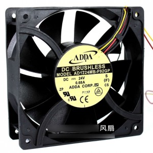 ADDA AD1224MB-F92GP 24V 0.68A 3wires Cooling Fan