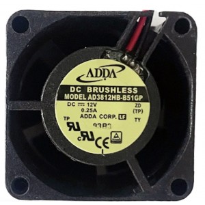 ADDA AD3812HB-B51GP 12V 0.25A 2wires Cooling Fan