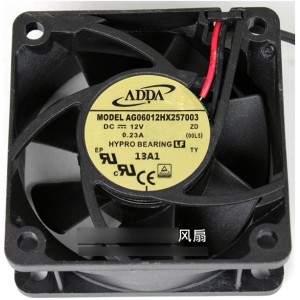 ADDA AG06012HX257003 12V 0.23A  2wires Cooling Fan