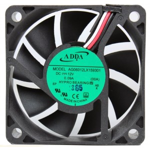 ADDA AG6012LX159301 12V 0.09A  3wires Cooling Fan