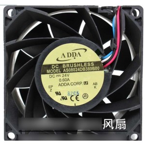 ADDA AS08024DB389B00 24V 0.60A 4 wires Cooling Fan
