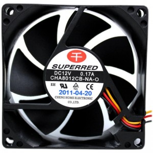 SUPERRED CHA8012CB-NA-O 12V 0.17A 3wires cooling fan