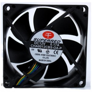 SUPERRED CHA8012CBS-OA-P 12V 0.17A 4wires cooling fan