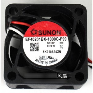 SUNON EF40201BX-1000C-F99 12V  0.78W 3wires Cooling Fan
