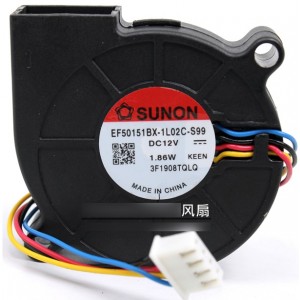 SUNON EF50151BX-1L02C-S99 12V  1.86W 4wires Cooling Fan