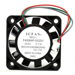 ICFAN F4006AP-05QSV 5V 0.11A 3wires Cooling Fan