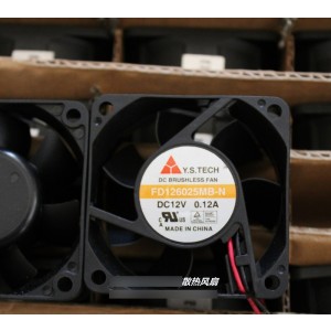 Y.S.TECH FD126025MB-N 12V 0.12A 2wires Cooling Fan