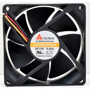 Y.S.TECH FD128025HB-N 12V 0.2A 2wires Cooling Fan