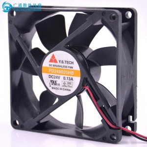 Y.S.TECH FD248025HB 24V 0.13A 2wires Cooling Fan