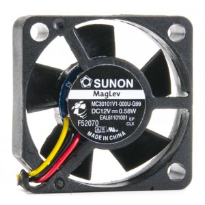 Sunon MC30101V1-000U-G99 12V 0.58W 3wires Cooling Fan