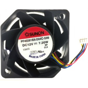 SUNON PF40281BX-D04C-S99 12V  7.2W 4wires Cooling Fan