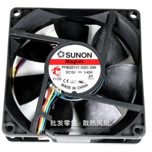 SUNON PF80201V1-000U-S99 12V  3.42W 4wires Cooling Fan