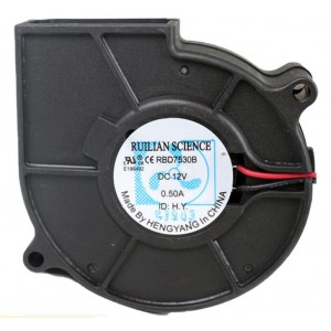 RUILIAN RBD7530B 12V 0.50A 2wires cooling fan