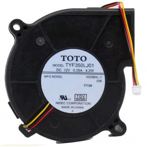 TOTO TYF350LJ01 12V 0.35A 4.2W 3wires Cooling Fan