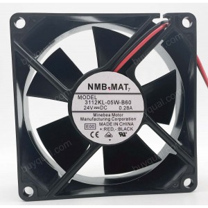 NMB 3112KL-05W-B60 3112KL-05W-B60-E00 24V 0.28A 2wires Cooling Fan - New
