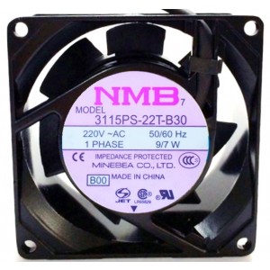 NMB 3115PS-22T-B30 220V 9/7W 2wires Cooling Fan