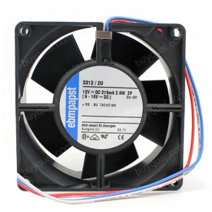 Ebmpapst 3312/2U 12V 215MA 2.6W 3wires cooling 