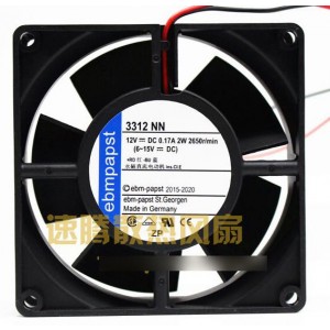 Ebmpapst 3312NN 12V 0.17A 2wires Cooling Fan 