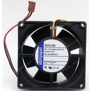 Ebmpapst 3314GS 24V 100mA 2.4W 3wires Cooling Fan
