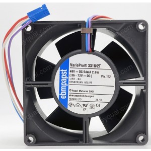 Ebmpapst 3318/2T 48V 54mA 2.6W 4wires Cooling Fan - Original New