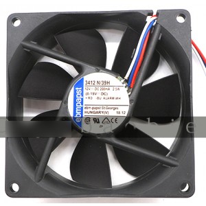 Ebmpapst 3412N/39H 12V 0.21A 2.5W 3wires Cooling Fan - Original New