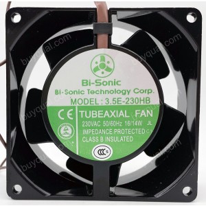 Bi-Sonic 3.5E-230HB 230V 0.08/0.07A 16/14W 2wires Cooling Fan