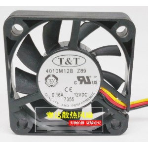 T&T 4010M12B 4010M12BNF1 12V 0.16A 3wires Cooling Fan