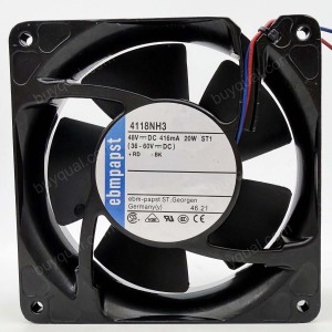 Ebmpapst 4118NH3 48V 416mA 20W 2wires Cooling Fan - Original New