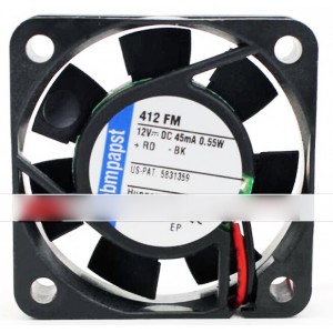 PAPST 412FM 12V 45mA 0.55W 2wires Cooling Fan