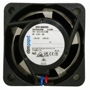 Ebmpapst 412JHH ( VWCD040JHDDS 9291906005 ) 12V 270mA 3.25W 2wires Cooling Fan - New