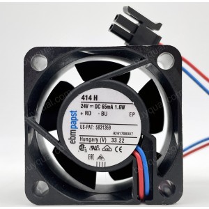 Ebmpapst 414H 24V 65mA 1.6W 2wires Cooling Fan - Original New