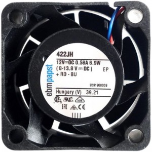 Ebmpapst 422JH 12V 0.58A 6.9W 2wires Cooling Fan