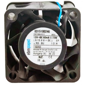 Ebmpapst 422JL VWCE040JHDCZ 8315100246 12V 60mA 0.72w 2wires Cooling Fan