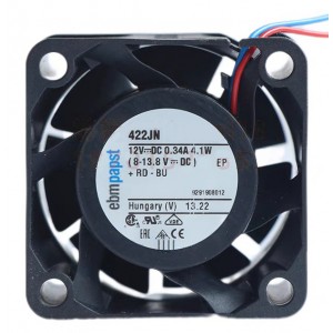 Ebmpapst 422JN 12V 0.34A 4.1W 2wires Cooling Fan 