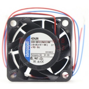 Ebmpapst 424JH 24V 0.29A 6.9W 2 Wires Cooling Fan  - New