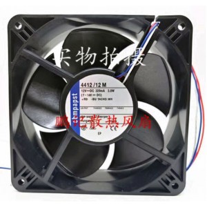 Ebmpapst 4412/12M 12V 0.32A 3.8W 3wires Cooling Fan