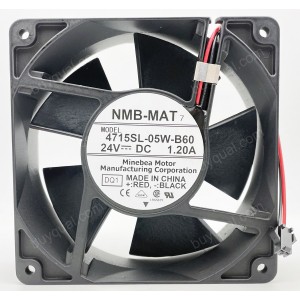 NMB 4715SL-05W-B60 4715SL-05W-B60-DQ1 4715SL-05W-B60-D00 24V 1.2A 2wires Cooling Fan - Metal Frame Original New