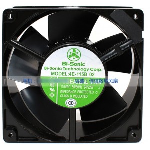 Bi-Sonic 4E-115B 4E-115B02 115V 0.25/0.24A 24/22W 2wires Cooling Fan