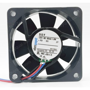 Ebmpapst 512F 12V 85mA 1.0W 2wires Cooling Fan - Original New