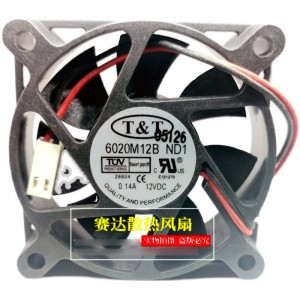 T&T 6020M12B ND1 12V 0.14A 2wires Cooling Fan 
