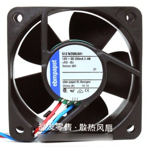 Ebmpapst 612N/2GH 612N/2GH/A01 12V 200mA 2.4W 3wires Cooling Fan