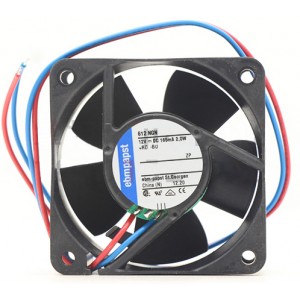 Ebmpapst 612NGH 12V 165mA 2.0W 2wires Cooling Fan 