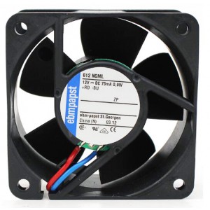 Ebmpapst 612NGML 12V 75mA 0.9W 2wires Cooling Fan
