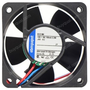 Ebmpapst 612NH 12V 166mA 2.0W 2wires Cooling Fan