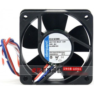 Ebmpapst 614N/39M 24V 58mA 1.4W 3 Wires Cooling Fan 